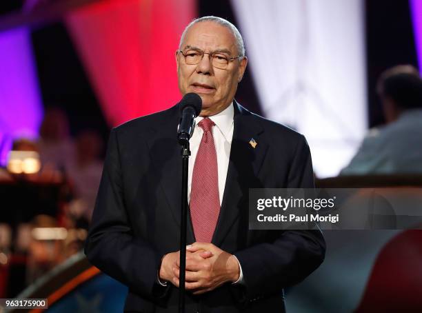 Distinguished American leader General Colin L. Powell, USA speaks during the 2018 National Memorial Day Concert at U.S. Capitol, West Lawn on May 27,...