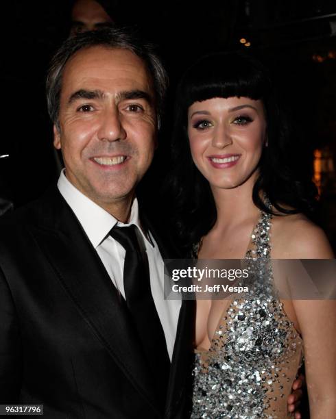 Music's President of New Music Nick Gatfield and Singer Katy Perry attend the 2010 EMI Post GRAMMY Party at the W Hollywood Hotel and Residences on...