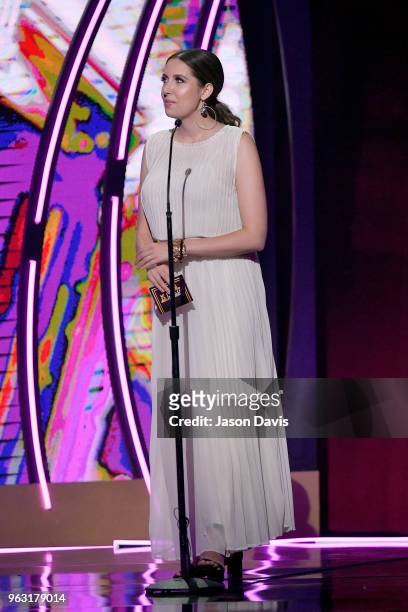 Artist Francesca Battistelli speaks onstage during the 6th Annual KLOVE Fan Awards at The Grand Ole Opry on May 27, 2018 in Nashville, Tennessee.