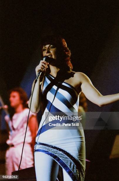 Anni-Frid Lyngstad of ABBA performs on stage at Wembley Arena on November 8th, 1979 in London, United Kingdom.