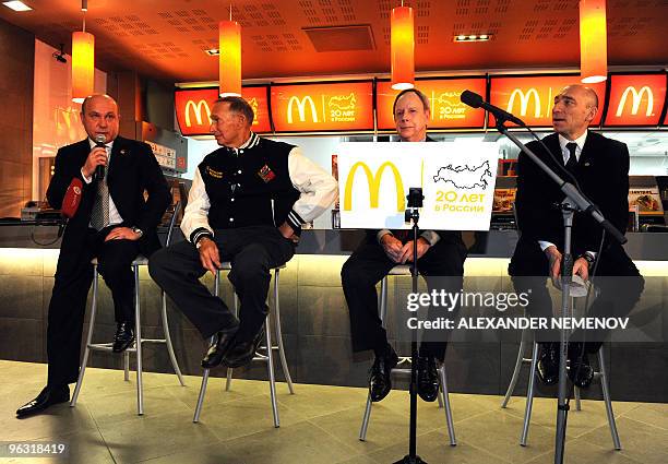 The president of McDonald's in Russia, Khamzat Khazbylatov, the founder of McDonald's in Russia, George Cohon, McDonald's Corp. Chief executive...