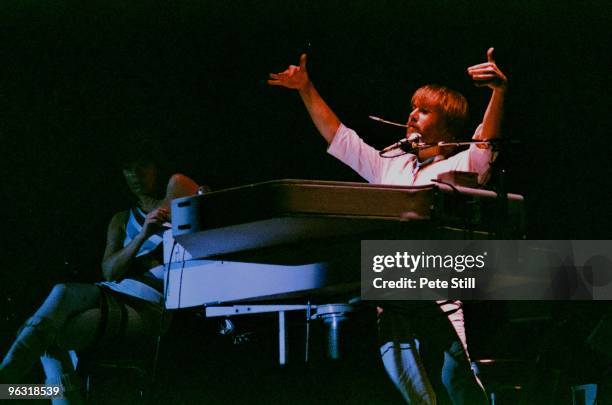 Anni-Frid Lyngstad and Benny Andersson of ABBA perform on stage at Wembley Arena on November 8th, 1979 in London, United Kingdom.