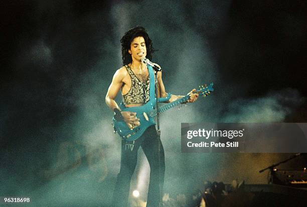 Prince performs on stage on his Lovesexy tour at Wembley Arena on August 3rd, 1988 in London, United Kingdom.