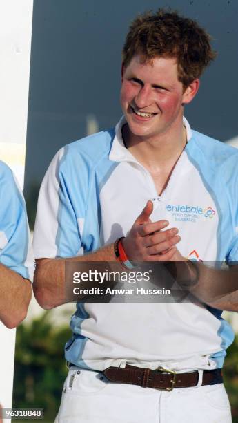Prince Harry attends the inaugural Sentebale Polo Cup on January 31, 2010 in Apes Hill, Barbados. The Sentebale Polo Cup is to help raise funds to...