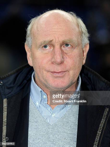 Dieter Hoeness, Manager of Wolfsburg during the Bundesliga match between Hamburger SV and VfL Wolfsburg at HSH Nordbank Arena on January 29, 2010 in...