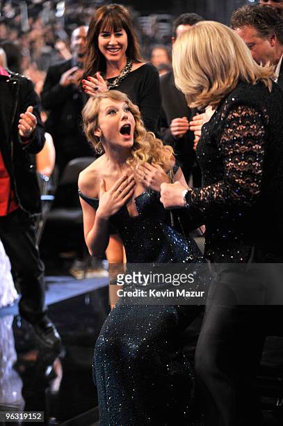 Taylor Swift accepts award at the 52nd Annual GRAMMY Awards held at Staples Center on January 31, 2010 in Los Angeles, California.