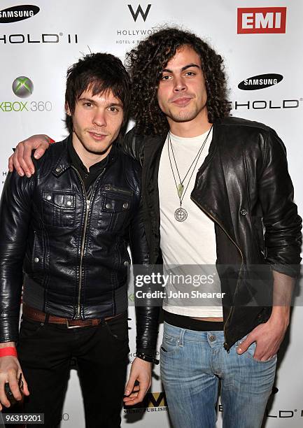 Musicians Matt Bair and Alex Vargas attend the 2010 EMI Post GRAMMY Party at the W Hollywood Hotel and Residences on January 31, 2010 in Hollywood,...