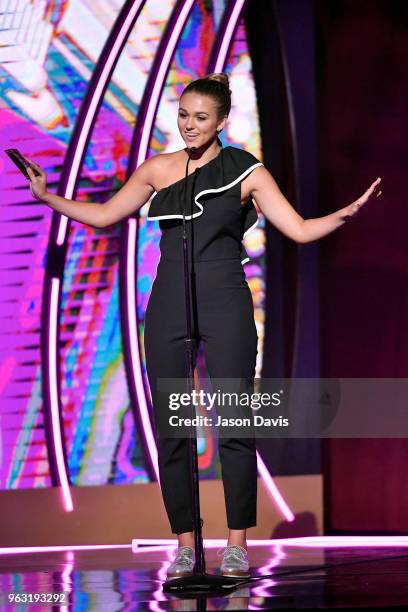 Actress Sadie Robertson speaks onstage during the 6th Annual KLOVE Fan Awards at The Grand Ole Opry on May 27, 2018 in Nashville, Tennessee.