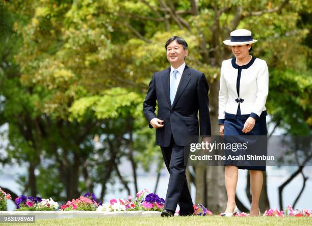 Crown Prince Naruhito and Crown Princess Masako attend a greenery conservation event on May 26, 2018 in Nagahama, Shiga, Japan.