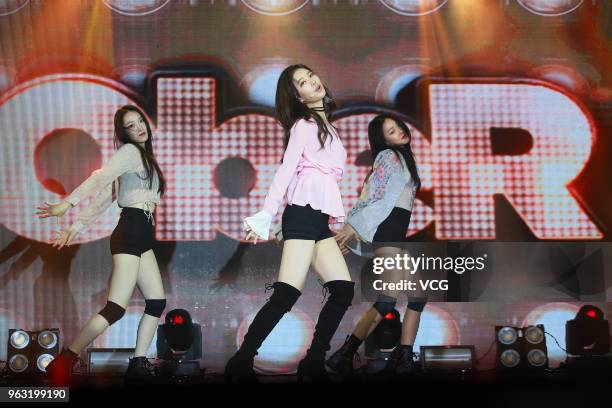 Bae Suzy of South Korean girl group Miss A performs on stage during a fan meeting on May 26, 2018 in Hong Kong, China.