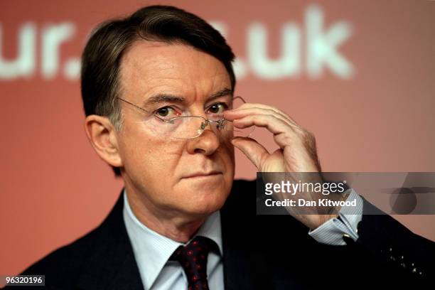 Lord Mandelson speaks during a press conference at Labour Headquarters on February 1, 2010 in London, England. The business secretary Peter Mandelson...