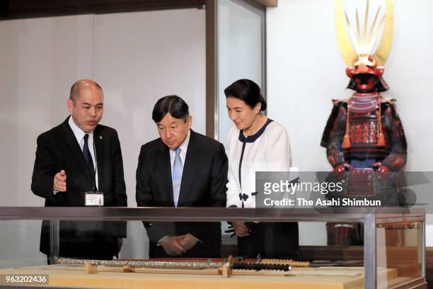 Crown Prince Naruhito and Crown Princess Masako visit Hikone Castle Museum on May 26, 2018 in Maibara, Shiga, Japan.