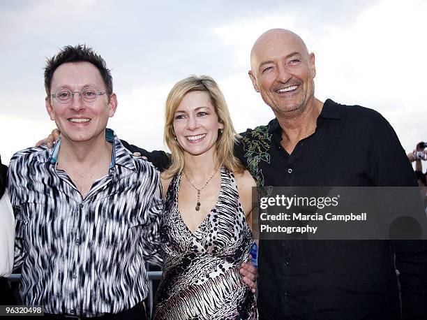 Michael Emerson, Carrie Preston, Terry O'Quinn attend the "Lost" screening and premiere party at Wolfgang's Steakhouse on January 30, 2010 in...