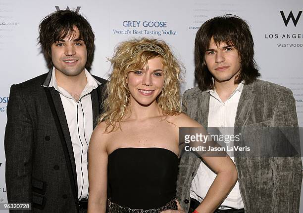 Musicians Neil Perry, Kimberly Perry and Reid Perry of The Band Perry attend Universal Motown Republic Group's Grammy nominee cocktail party at W...