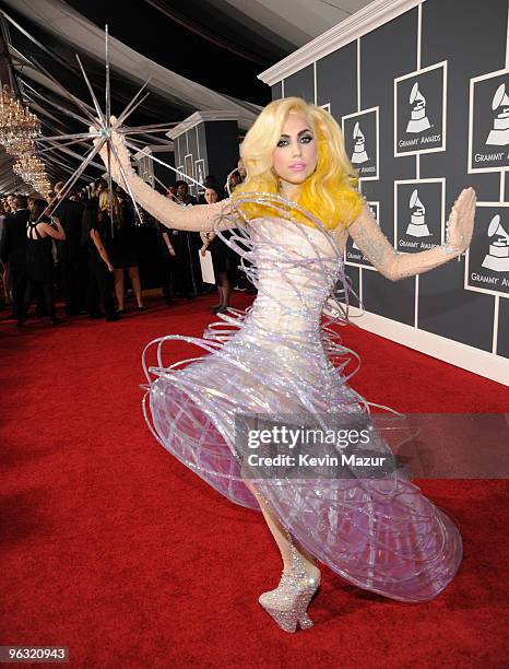 Lady Gaga arrives at the 52nd Annual GRAMMY Awards held at Staples Center on January 31, 2010 in Los Angeles, California.