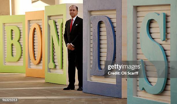 Xavier Rolet, the Chief Executive of the London Stock Exchange, poses for photographs in front of giant letter blocks spelling the word 'Bonds' on...