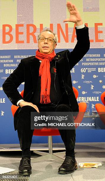 Berlinale festival director Dieter Kosslick addresses a press conference on February 1, 2010 in Berlin, during the presentation of the 60th Berlin...