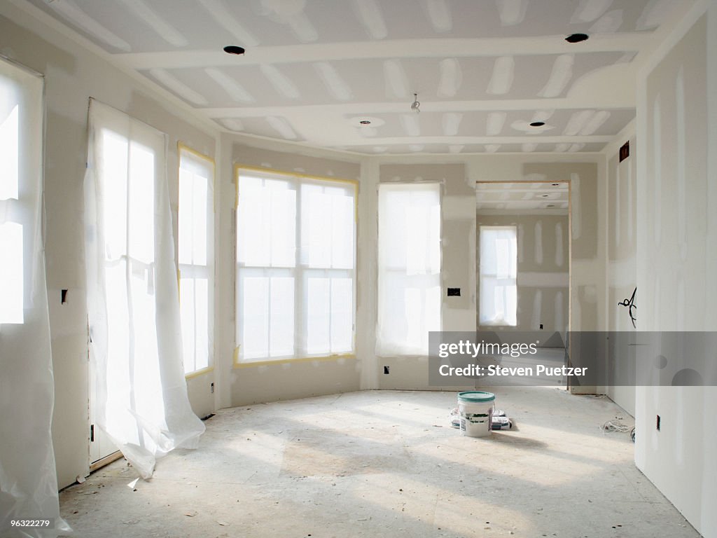 Home addition newly drywalled