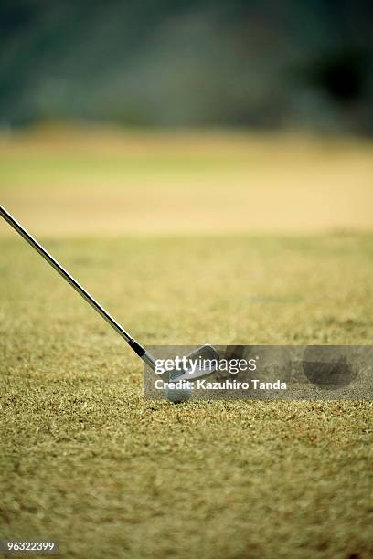 iron,golf ball and turf - fukui prefecture stock pictures, royalty-free photos & images