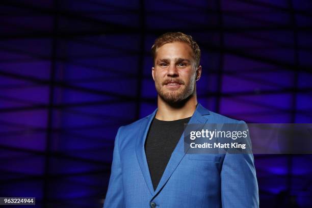 Jack de Belin poses during the New South Wales Blues State of Origin Team Announcement at The Star on May 28, 2018 in Sydney, Australia.