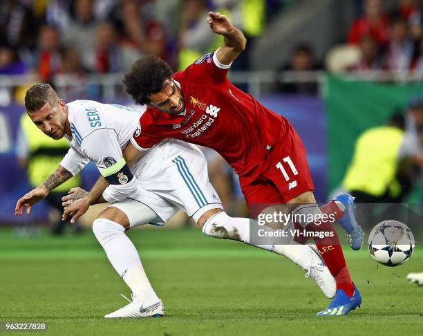 Sergio Ramos of Real Madrid CF, Mohamed Salah of Liverpool FC during the UEFA Champions League final between Real Madrid and Liverpool on May 26,...