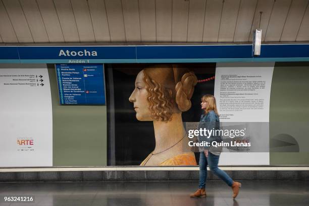 The painting 'Retrato de Giovanna Tornabuoni' by Ghirlandaio is displayed on the walls of the Atocha metro station, named since today the Art...