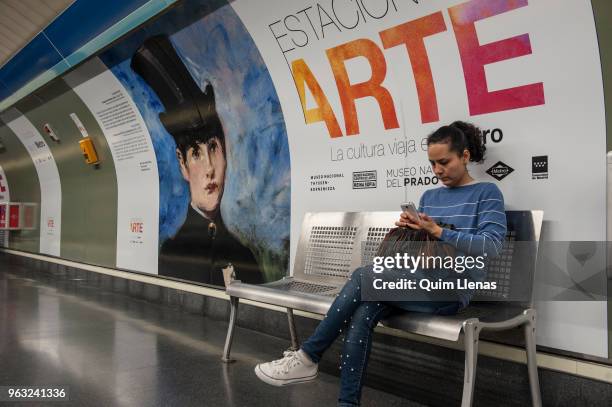 The painting 'Amazona de frente' by Manet is displayed on the walls of the Atocha metro station, named since today the Art Station, which houses in...