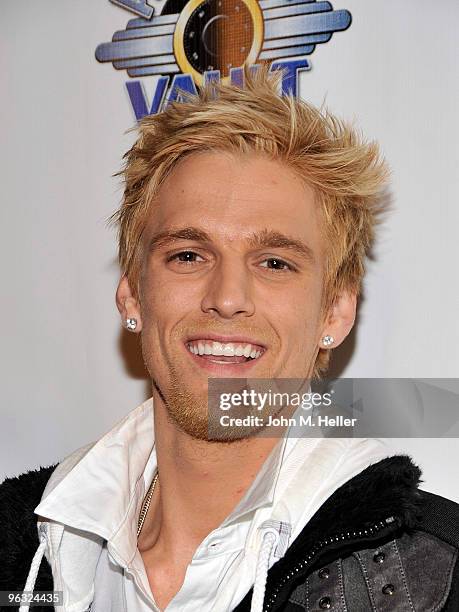 Singer Aaron Carter attends the 3rd annual Grammy Awards Gold Carpet post party with Sean "Diddy" Combs at Boulevard3 on January 31, 2010 in...