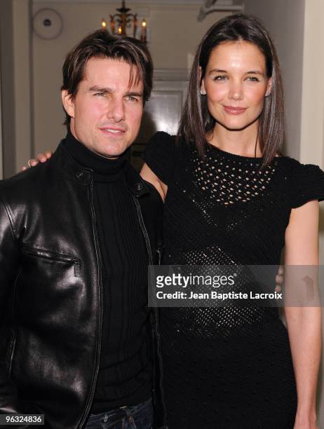 Tom Cruise and Katie Holmes arrive at the Golden Globes Party Hosted by T Magazine and Dom Perignon at Chateau Marmont on January 15, 2010 in Los...