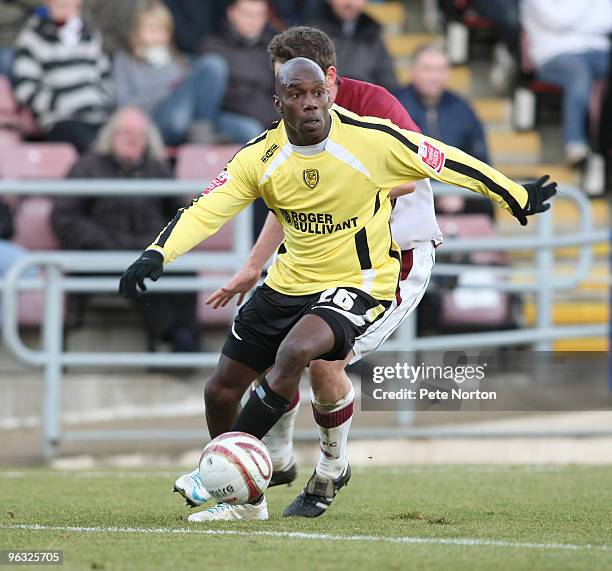 Steve Kaba of Burton Albion in action during the Coca Cola League Two Match between Northampton Town and Burton Albion at Sixfields Stadium on...