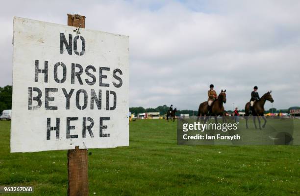 Horses leave the ring after competing during the Duncombe Park Country Fair on May 28, 2018 in Helmsley, England. Set in the grounds of one of...