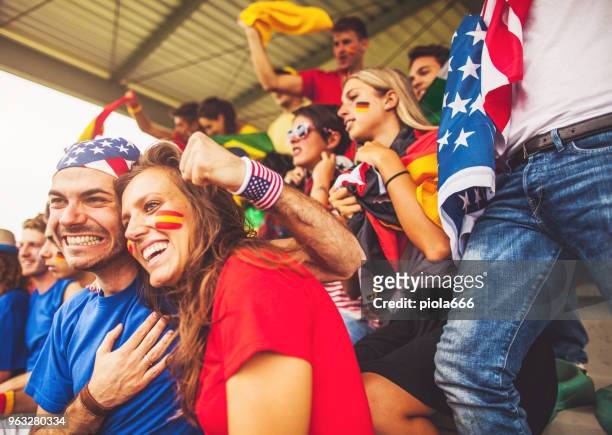 soccer championship supporters: fans of national teams - france national soccer team stock pictures, royalty-free photos & images