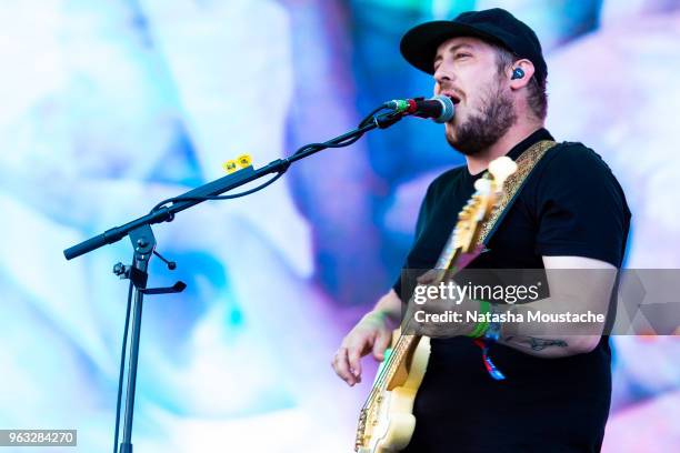 Bassist Zachary Scott Carothers of Portugal. TheMan performs onstage at Harvard Athletic Complex on May 25, 2018 in Boston, Massachusetts.