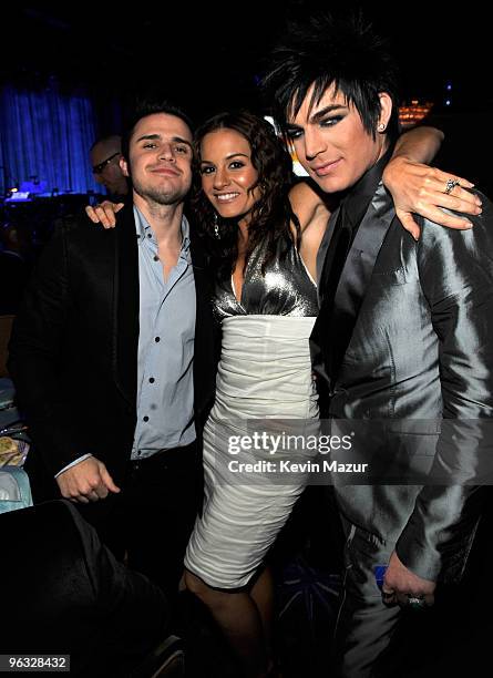 Kris Allen, Kara DioGuardi and Adam Lambert at the 52nd Annual GRAMMY Awards - Salute To Icons Honoring Doug Morris held at The Beverly Hilton Hotel...