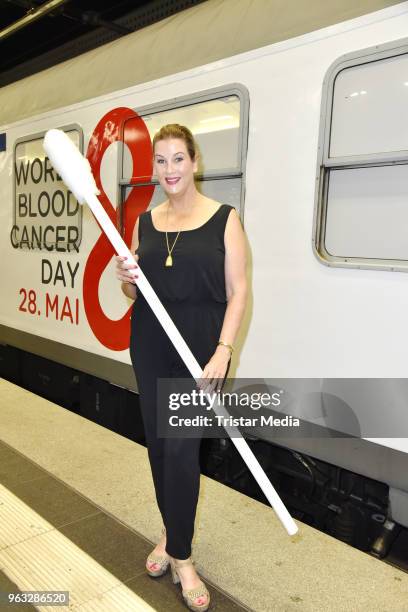 Alexa Maria Surholt during the press conference of the 'DKMS Sonderzug' at the main train station on May 28, 2018 in Berlin, Germany. DKMS is a...