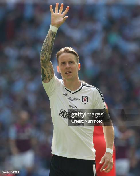 Fulham's Stefan Johansen during the Championship Play-Off Final match between Fulham and Aston Villa at Wembley, London, England on 26 May 2018.