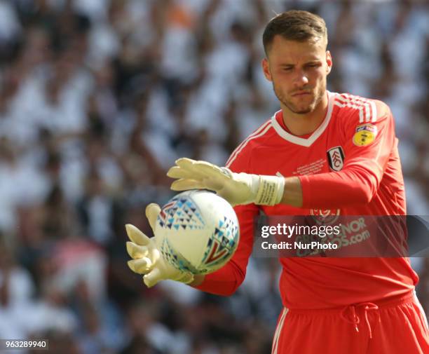 Fulham's Marcus Bettinelli during the Championship Play-Off Final match between Fulham and Aston Villa at Wembley, London, England on 26 May 2018.