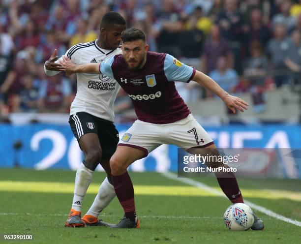 Fulham's Ryan Sessegnon and Robert Snodgrass of Aston Villa during the Championship Play-Off Final match between Fulham and Aston Villa at Wembley,...