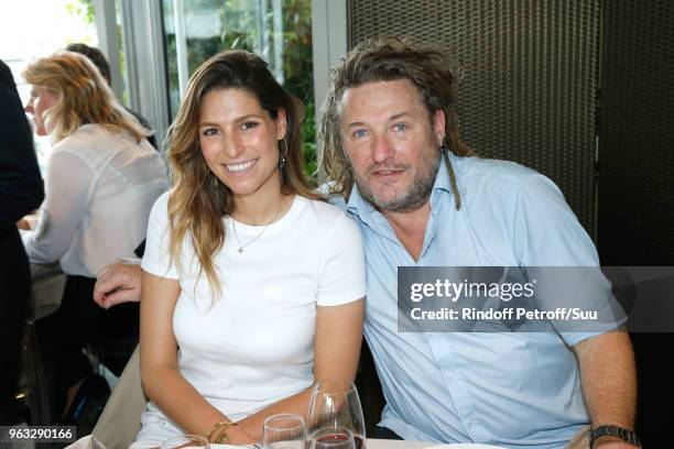 Hosts Laury Thilleman and Olivier Delacroix attend the 'France Television' Lunch during the 2018 French Open - Day Two at Roland Garros on May 28,...