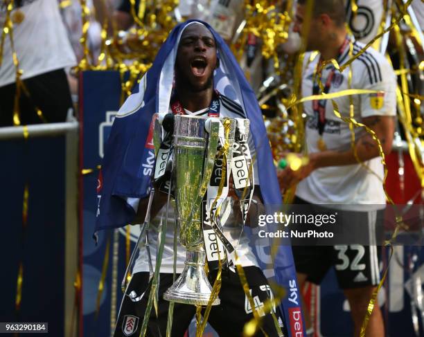 Fulham's Aboubakar Kamara with Trophy during the Championship Play-Off Final match between Fulham and Aston Villa at Wembley, London, England on 26...