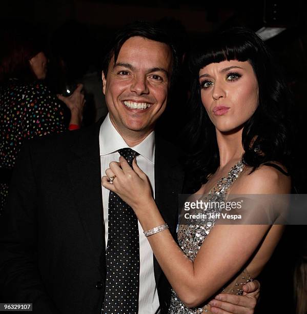 Elio Leoni-Sceti, CEO, EMI Music and Singer Katy Perry attend the 2010 EMI Post GRAMMY Party at the W Hollywood Hotel and Residences on January 31,...