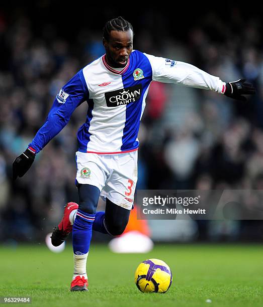 Pascal Chimbonda of Blackburn Rovers in action during the Barclays Premier League match between West Ham United and Blackburn Rovers at Upton Park on...
