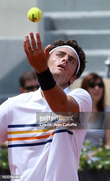 Elliot Benchetrit of France during Day One of the 2018 French Open at Roland Garros stadium on May 27, 2018 in Paris, France.