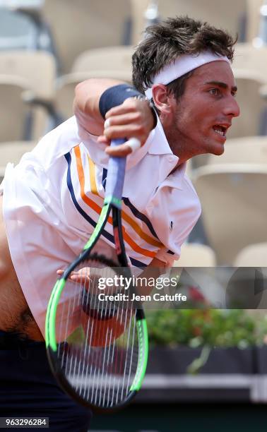 Elliot Benchetrit of France during Day One of the 2018 French Open at Roland Garros stadium on May 27, 2018 in Paris, France.