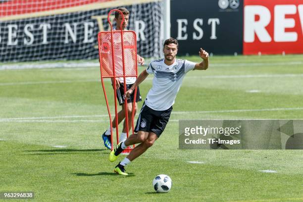 Jonas Hector of Germany controls the ball during day six of the Southern Tyrol Training Camp on May 28, 2018 in Eppan, Italy.