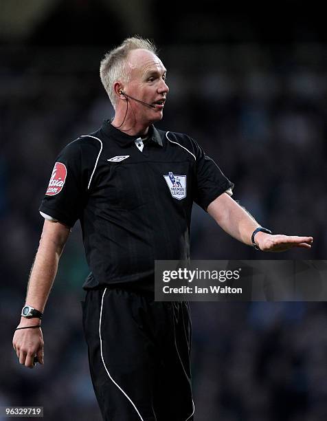 Referee Peter Walton during the Barclays Premier League match between West Ham United and Blackburn Rovers at Upton Park on January 30, 2010 in...