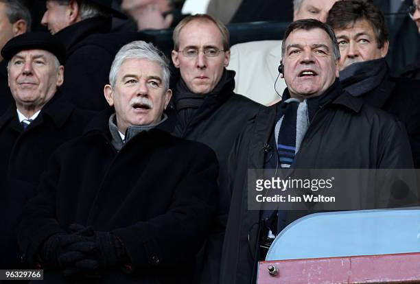 Sam Allardyce , Manager of Blackburn Rovers looks on with with his Chairman John Williams during the Barclays Premier League match between West Ham...