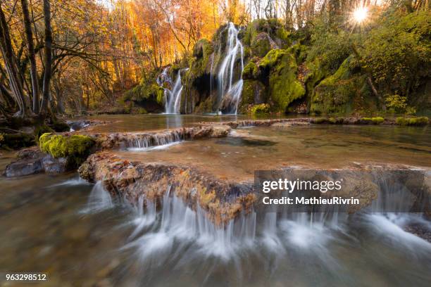 amazing waterfall in jura, franche comté - cascade france stock pictures, royalty-free photos & images