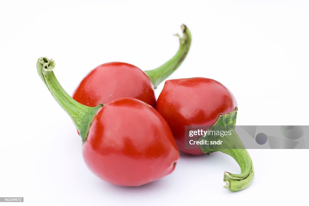 Isolated cherry peppers