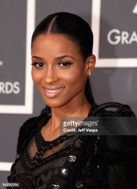 Singer Ciara arrives at the 52nd Annual GRAMMY Awards held at Staples Center on January 31, 2010 in Los Angeles, California.